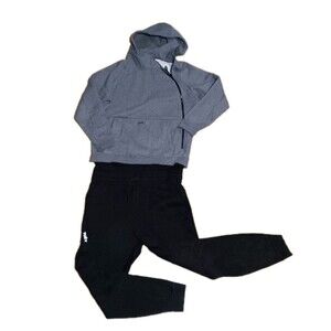 Tuxy Mens Grey Jumpsuit 3XL Long Sleeve Hooded Zip Up Pockets Drawstring EUC